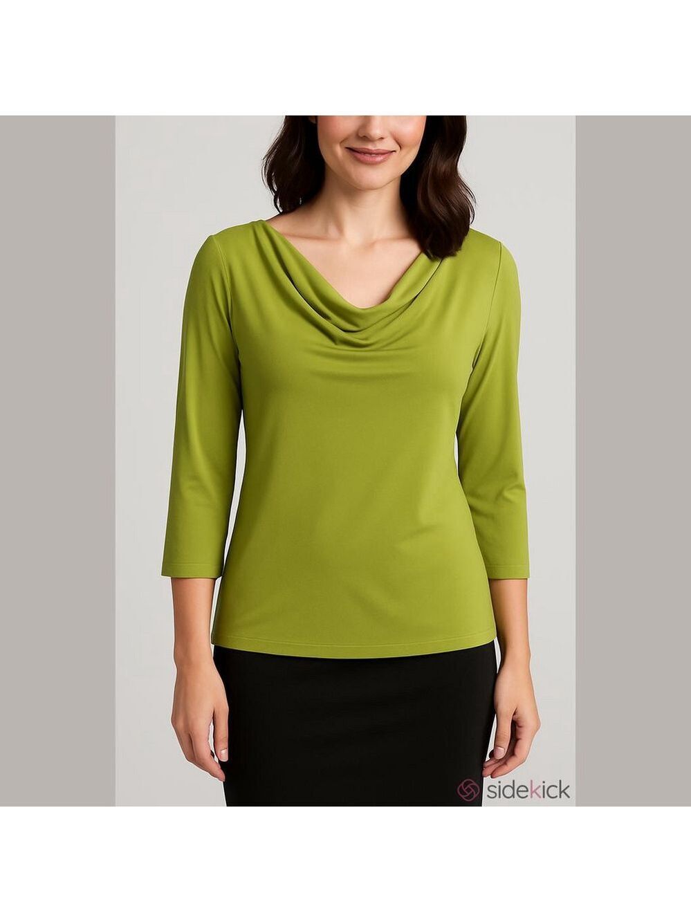 Harve Benard green Large 3/4 sleeve cowelneck top